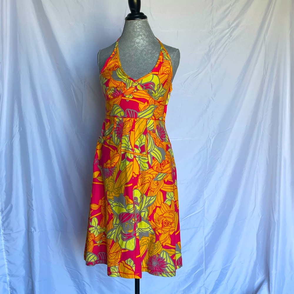 H&M Divided floral linen floral halter dress